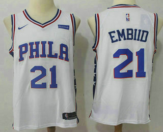 Men's Philadelphia 76ers #21 Joel Embiid White 2017-2018 Nike Swingman Stubhub Stitched NBA Jersey