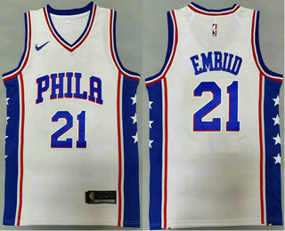 Men's Philadelphia 76ers #21 Joel Embiid White 2021 Nike Swingman Stitched NBA Jersey