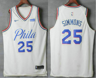 Men's Philadelphia 76ers #25 Ben Simmons Cream Nike City Edition Swingman Stubhub Stitched NBA Jersey