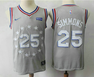 Men's Philadelphia 76ers #25 Ben Simmons Gray 2018-19 City Edition Nike Swingman Stubhub Stitched NBA Jersey