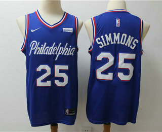 Men's Philadelphia 76ers #25 Ben Simmons NEW Blue 2019-2020 Nike Swingman Stubhub Stitched NBA Jersey