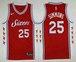 Men's Philadelphia 76ers #25 Ben Simmons Red 2017-2018 Nike Icon Edition Swingman Jersey