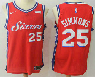 Men's Philadelphia 76ers #25 Ben Simmons Red 2017-2018 Nike Swingman Stubhub Stitched NBA Jersey