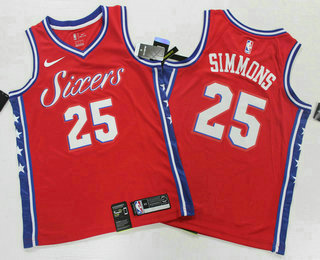 Men's Philadelphia 76ers #25 Ben Simmons Red 2019 Nike Swingman Printed NBA Jersey