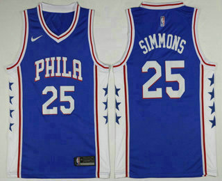 Men's Philadelphia 76ers #25 Ben Simmons Royal Blue 2017-2018 Nike Icon Edition Swingman Jersey