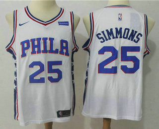 Men's Philadelphia 76ers #25 Ben Simmons White 2017-2018 Nike Swingman Stubhub Stitched NBA Jersey