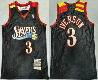 Men's Philadelphia 76ers #3 Allen Iverson 2006 Black Hardwood Classics Soul Swingman Throwback Jersey