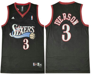 Men's Philadelphia 76ers #3 Allen Iverson Revolution 30 Swingman Black Jersey