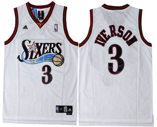 Men's Philadelphia 76ers #3 Allen Iverson Revolution 30 Swingman White Jersey