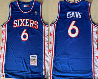 Men's Philadelphia 76ers #6 Julius Erving 1982-83 Blue Hardwood Classics Soul Swingman Throwback Jersey