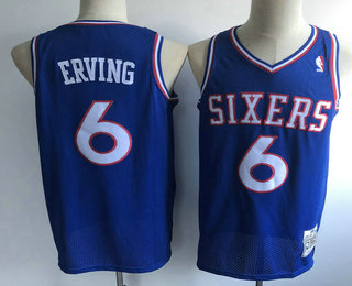 Men's Philadelphia 76ers #6 Julius Erving 1982-83 Blue Hardwood Classics Soul Swingman Throwback Jersey