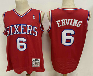 Men's Philadelphia 76ers #6 Julius Erving 1982-83 Red Hardwood Classics Soul Swingman Throwback Jersey