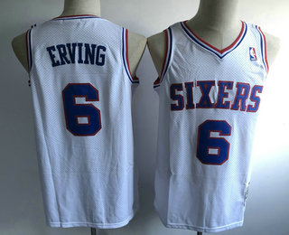 Men's Philadelphia 76ers #6 Julius Erving 1982-83 White Hardwood Classics Soul Swingman Throwback Jersey