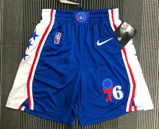 Men's Philadelphia 76ers Blue 75th Anniversary Diamond Nike 2021 Stitched Shorts