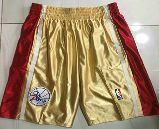 Men's Philadelphia 76ers Gold Hardwood Classics Soul Swingman Throwback Shorts