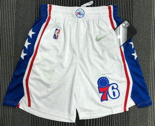 Men's Philadelphia 76ers White 75th Anniversary Diamond Nike 2021 Stitched Shorts