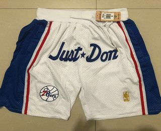 Men's Philadelphia 76ers White Just Don Shorts Swingman Shorts