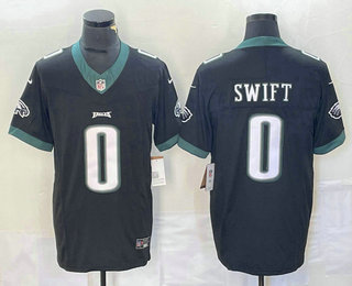 Men's Philadelphia Eagles #0 DAndre Swift Black 2023 FUSE Vapor Limited Stitched Jersey