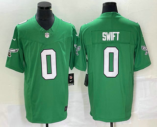 Men's Philadelphia Eagles #0 DAndre Swift Green 2023 FUSE Vapor Limited Throwback Stitched Jersey