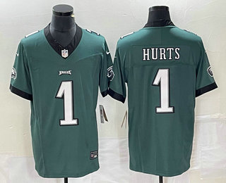 Men's Philadelphia Eagles #1 Jalen Hurts Green 2023 FUSE Vapor Untouchable Stitched Jersey