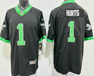 Men's Philadelphia Eagles #1 Jalen Hurts Limited Black Alternate Vapor Jersey