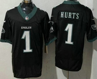 Men's Philadelphia Eagles #1 Jalen Hurts Limited Black FUSE Vapor Jersey