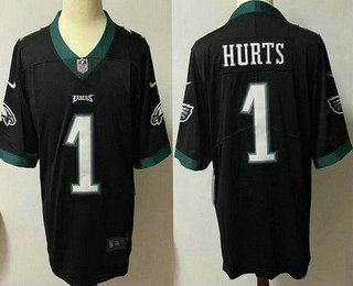 Men's Philadelphia Eagles #1 Jalen Hurts Limited Black Vapor Untouchable Jersey