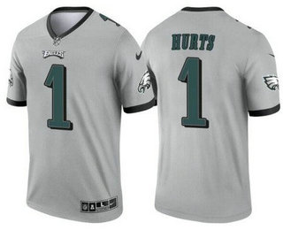 Men's Philadelphia Eagles #1 Jalen Hurts Limited Gray Inverted Vapor Jersey