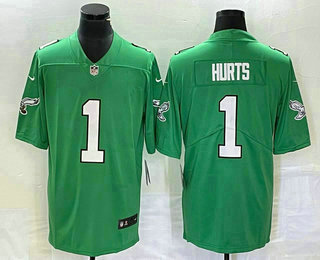 Men's Philadelphia Eagles #1 Jalen Hurts Limited Green 2023 Vapor Jersey