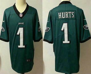 Men's Philadelphia Eagles #1 Jalen Hurts Limited Green Vapor Untouchable Jersey