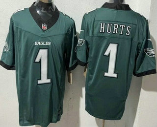 Men's Philadelphia Eagles #1 Jalen Hurts Limited Midnight Green FUSE Vapor Jersey