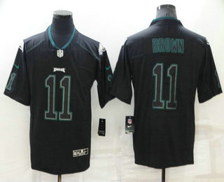 Men's Philadelphia Eagles #11 AJ Brown 2018 Black Lights Out Color Rush Stitched NFL Nike Limited Jersey