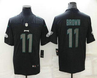 Men's Philadelphia Eagles #11 AJ Brown Black 2018 Fashion Impact Black Color Rush Stitched NFL Nike Limited Jersey