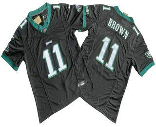 Men's Philadelphia Eagles #11 AJ Brown Black 2023 FUSE Vapor Stitched Jersey