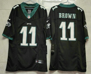 Men's Philadelphia Eagles #11 AJ Brown Black 2023 FUSE Vapor Untouchable Stitched Jersey