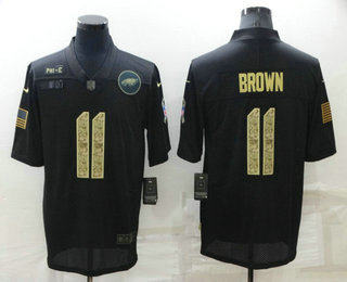 Men's Philadelphia Eagles #11 AJ Brown Black Camo 2020 Salute To Service Stitched NFL Nike Limited Jersey