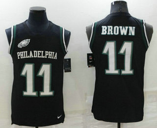 Men's Philadelphia Eagles #11 AJ Brown Black Color Rush 2017 Vest Stitched NFL Nike Tank Top Jersey