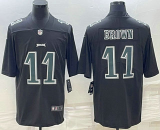 Men's Philadelphia Eagles #11 AJ Brown Black Green Vapor Untouchable Limited Stitched Jersey