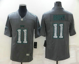 Men's Philadelphia Eagles #11 AJ Brown Gray Fashion Static 2019 Vapor Untouchable Stitched NFL Nike Limited Jersey