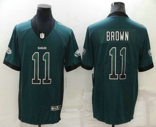 Men's Philadelphia Eagles #11 AJ Brown Green 2018 Fashion Drift Color Rush Stitched NFL Nike Limited Jersey