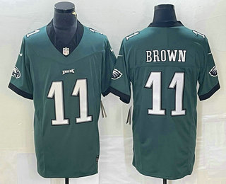 Men's Philadelphia Eagles #11 AJ Brown Green 2023 FUSE Vapor Stitched Jersey