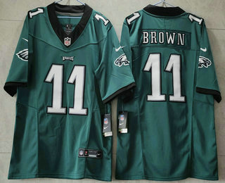 Men's Philadelphia Eagles #11 AJ Brown Green 2023 FUSE Vapor Untouchable Stitched Jersey