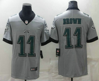 Men's Philadelphia Eagles #11 AJ Brown Grey 2019 Inverted Legend Stitched NFL Nike Limited Jersey