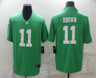 Men's Philadelphia Eagles #11 AJ Brown Light Green 2021 Vapor Untouchable Stitched NFL Nike Limited Jersey