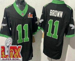 Men's Philadelphia Eagles #11 AJ Brown Limited Black Alternate Super Bowl LIX FUSE Vapor Jersey