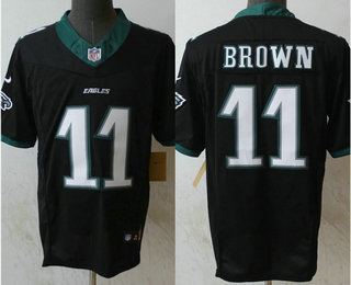 Men's Philadelphia Eagles #11 AJ Brown Limited Black New Logo FUSE Vapor Jersey