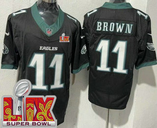 Men's Philadelphia Eagles #11 AJ Brown Limited Black Super Bowl LIX FUSE Vapor Jersey