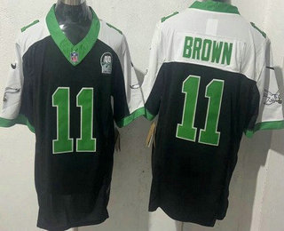 Men's Philadelphia Eagles #11 AJ Brown Limited Black Thanksgiving FUSE Vapor Jersey