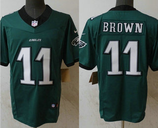 Men's Philadelphia Eagles #11 AJ Brown Limited Midnight Green New Logo FUSE Vapor Jersey