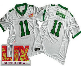 Men's Philadelphia Eagles #11 AJ Brown Limited White Alternate Super Bowl LIX FUSE Vapor Jersey